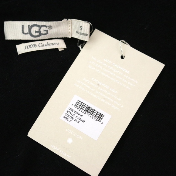 UGG Cheyenne 100% Cashmere Black Cardigan Robe NWT - Picture 7 of 8